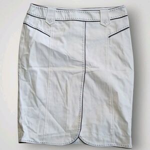 Cache Piped Pencil Skirt Whkte/Black Size 6 NWT